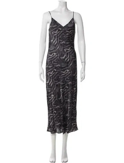 Pre-owned Allsaints Animal Print Midi Length Dress In Gray