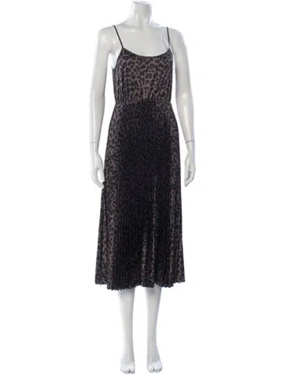 Pre-owned Allsaints Animal Print Midi Length Dress In Green