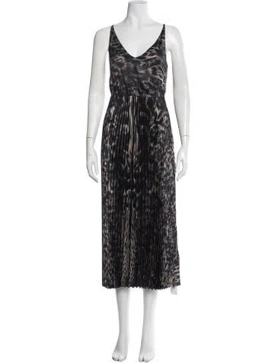 Pre-owned Allsaints Animal Print Midi Length Dress In Green