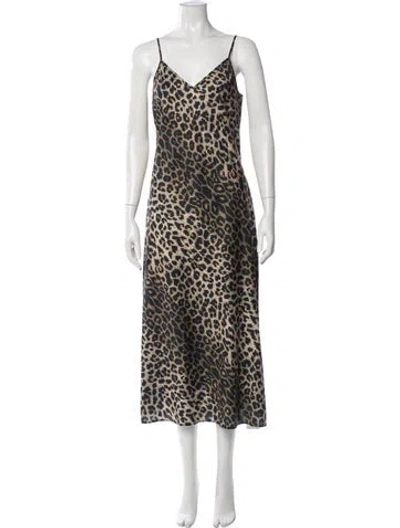 Pre-owned Allsaints Animal Print Midi Length Dress In Green