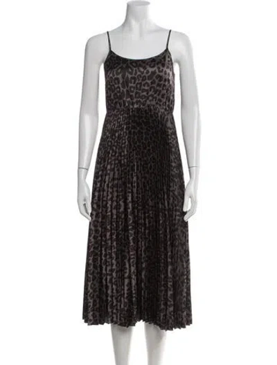 Pre-owned Allsaints Animal Print Midi Length Dress In Grey