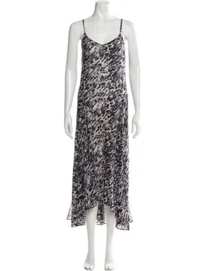 Pre-owned Allsaints Animal Print Midi Length Dress In Grey