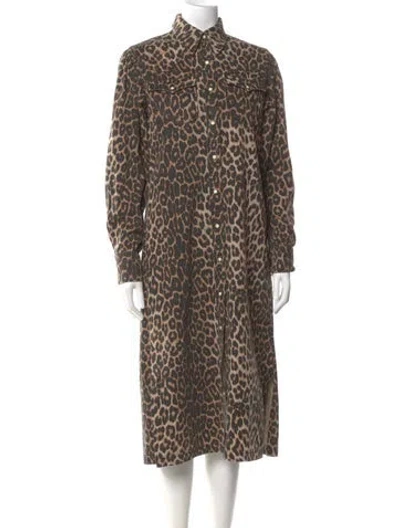 Pre-owned Allsaints Animal Print Midi Length Dress In Multi