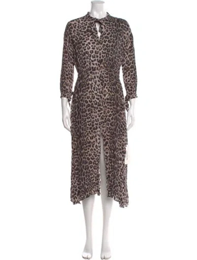 Pre-owned Allsaints Animal Print Midi Length Dress In Neutral