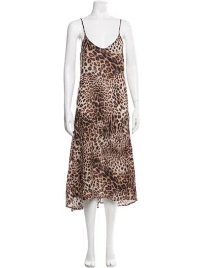Pre-owned Allsaints Animal Print Midi Length Dress In Neutral