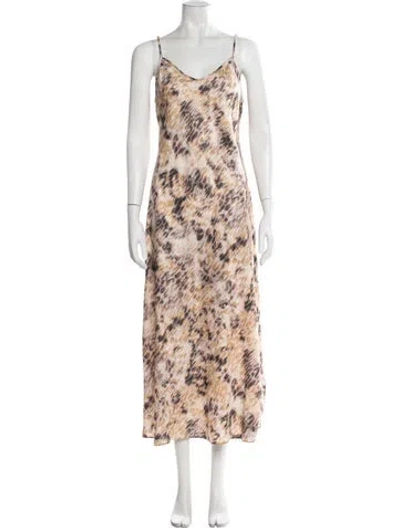 Pre-owned Allsaints Animal Print Midi Length Dress In Neutral