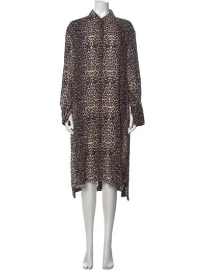 Pre-owned Allsaints Animal Print Midi Length Dress In Neutral
