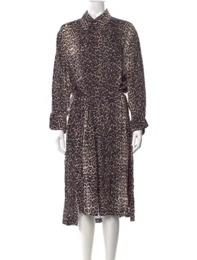 Pre-owned Allsaints Animal Print Midi Length Dress In Neutrals