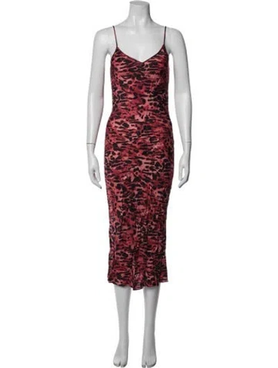Pre-owned Allsaints Animal Print Midi Length Dress In Red