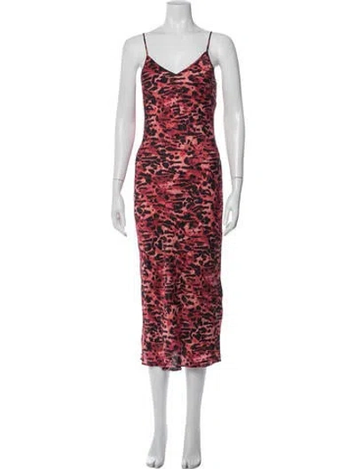 Pre-owned Allsaints Animal Print Midi Length Dress In Red