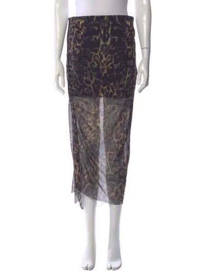 Pre-owned Allsaints Animal Print Midi Length Skirt In Multi