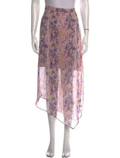 Pre-owned Allsaints Animal Print Midi Length Skirt In Pink