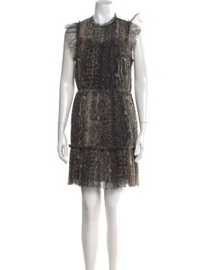 Pre-owned Allsaints Animal Print Mini Dress In Black