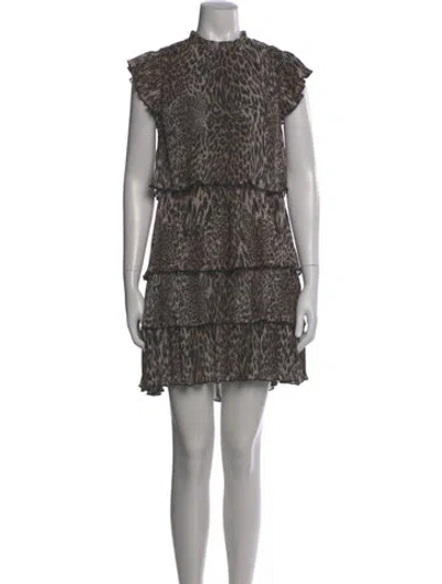 Pre-owned Allsaints Animal Print Mini Dress In Black