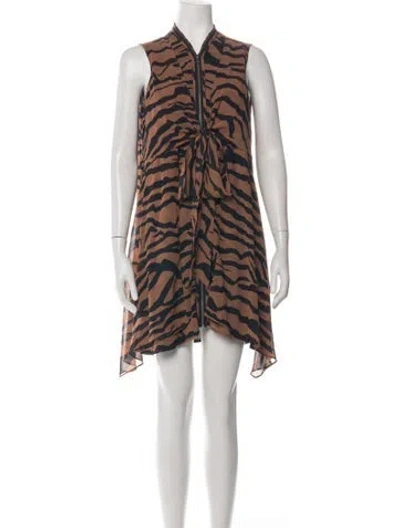 Pre-owned Allsaints Animal Print Mini Dress In Black