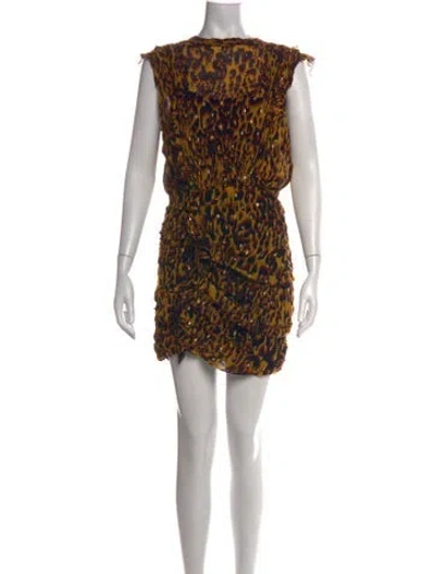 Pre-owned Allsaints Animal Print Mini Dress In Black