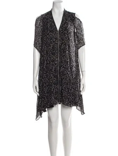 Pre-owned Allsaints Animal Print Mini Dress In Black