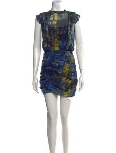 Pre-owned Allsaints Animal Print Mini Dress In Blue