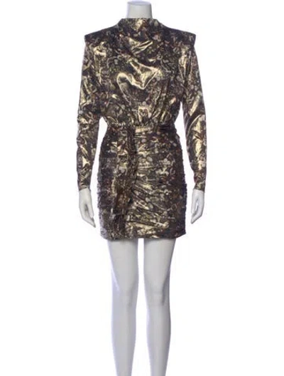 Pre-owned Allsaints Animal Print Mini Dress In Gold