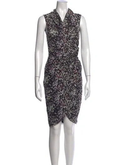 Pre-owned Allsaints Animal Print Mini Dress In Gray