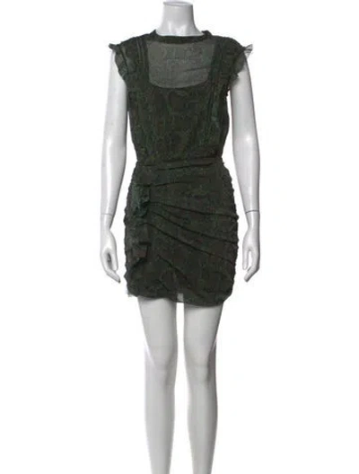 Pre-owned Allsaints Animal Print Mini Dress In Green