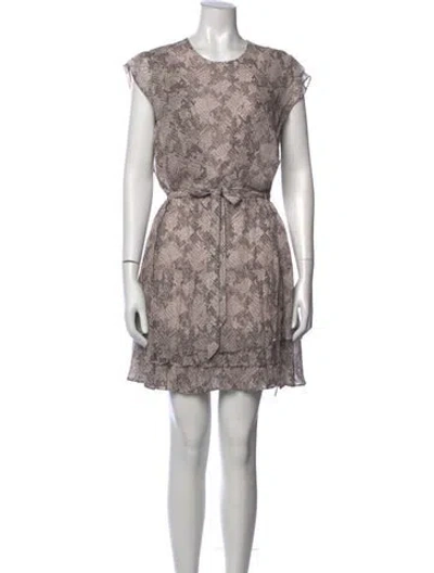 Pre-owned Allsaints Animal Print Mini Dress In Grey