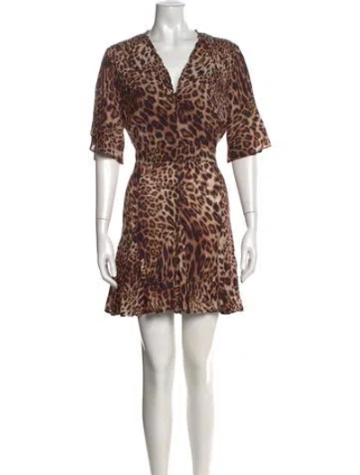 Pre-owned Allsaints Animal Print Mini Dress In Neutral