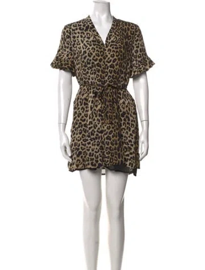 Pre-owned Allsaints Animal Print Mini Dress In Neutrals