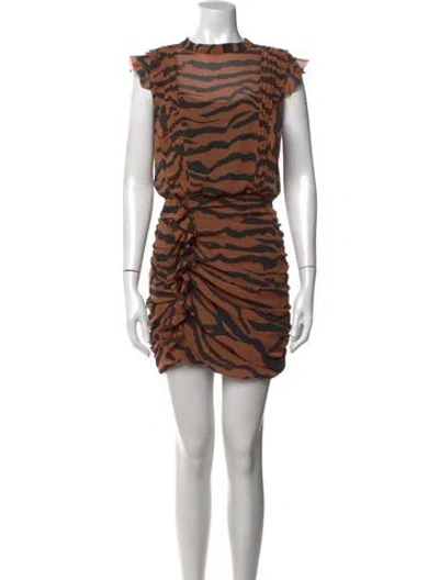 Pre-owned Allsaints Animal Print Mini Dress In Orange