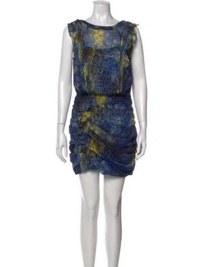 Pre-owned Allsaints Animal Print Mini Dress W/ Tags In Blue