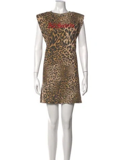 Pre-owned Allsaints Animal Print Mini Dress In Yellow