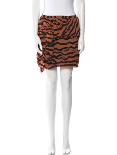 Pre-owned Allsaints Animal Print Mini Skirt In Brown