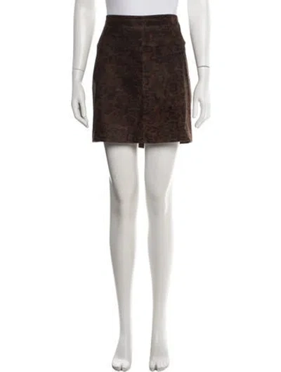 Pre-owned Allsaints Animal Print Mini Skirt In Brown