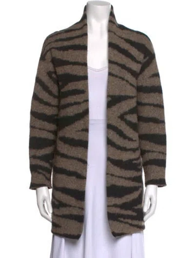 Pre-owned Allsaints Animal Print Open Front Sweater In Neutrals