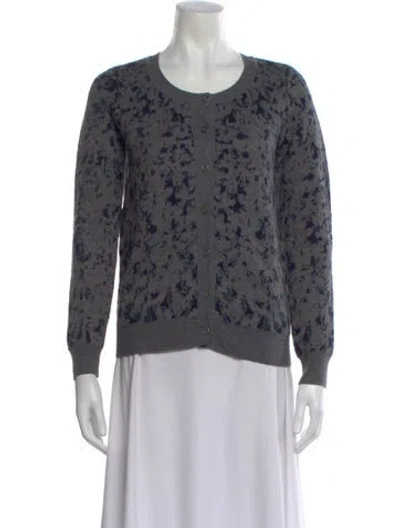 Pre-owned Allsaints Animal Print Scoop Neck Sweater In Gray