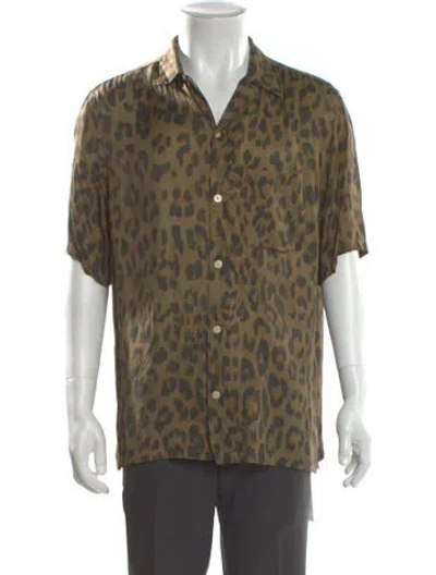 Pre-owned Allsaints Animal Print Short Sleeve Shirt In Brown