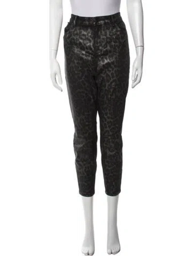 Pre-owned Allsaints Animal Print Skinny Leg Pants In Grey