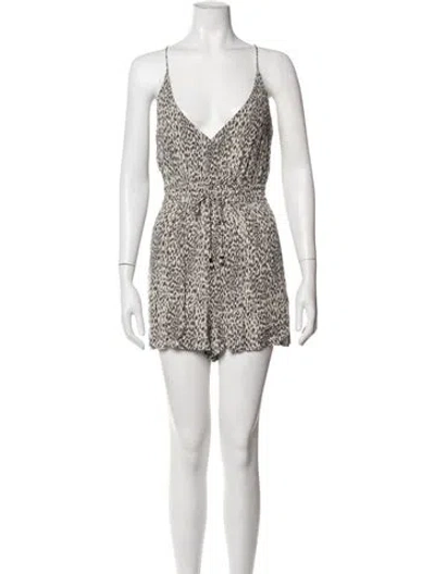 Pre-owned Allsaints Animal Print V-neck Romper In Multicolor