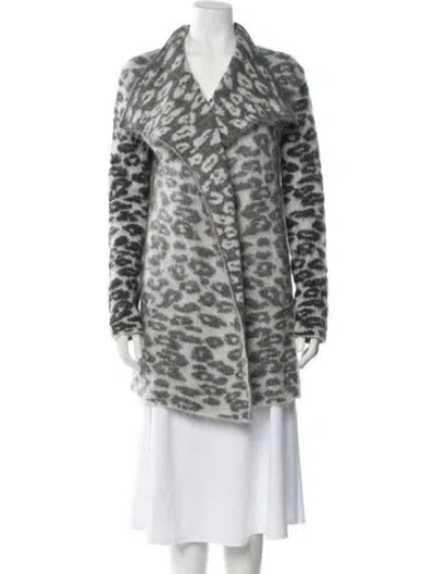 Pre-owned Allsaints Animal Print V-neck Sweater In Gray