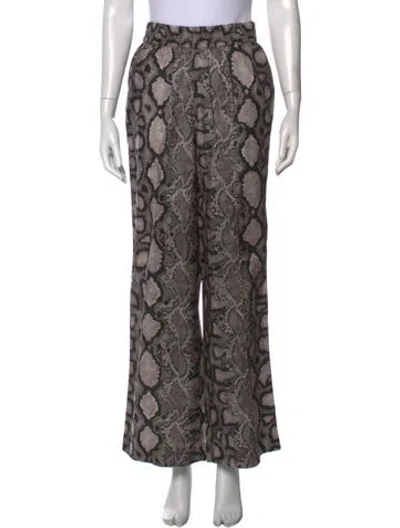Pre-owned Allsaints Animal Print Wide Leg Pants In Grey