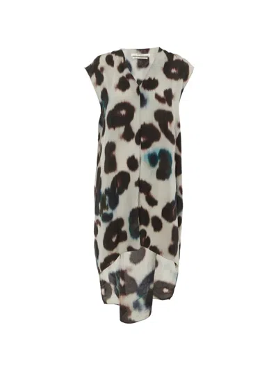 Pre-owned Allsaints Animal-print High-low Dress In Neutral