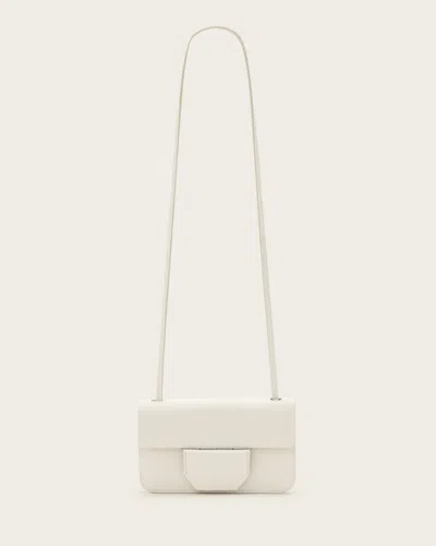 Allsaints Ann Leather Crossbody Wallet Bag In Birch White