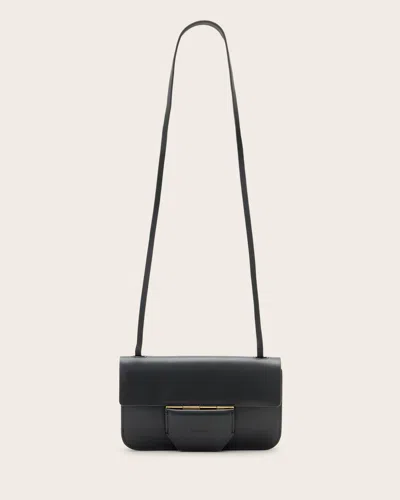 Allsaints Ann Leather Crossbody Wallet Bag In Black