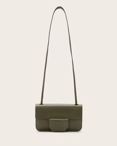 Allsaints Ann Leather Crossbody Wallet Bag In Military Green