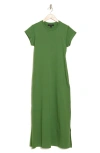 Allsaints Ann Short Sleeve Cotton Maxi Dress In Cactus Green