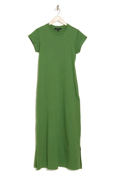 Allsaints Ann Short Sleeve Cotton Maxi Dress In Cactus Green