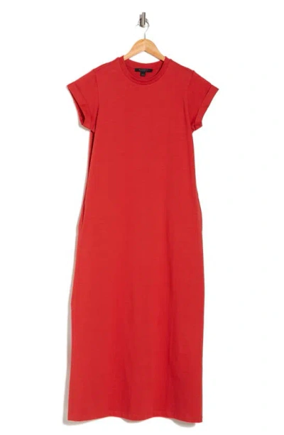 Allsaints Ann Short Sleeve Cotton Maxi Dress In Red Clay