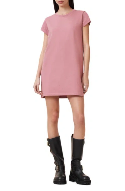 Allsaints Anna Cotton T-shirt Dress In Ash Rose Pink