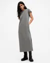 Allsaints Anna Cotton Maxi T-shirt Dress In Charcoal Marl