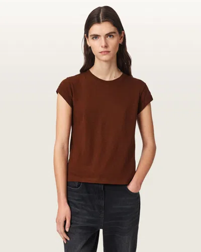Allsaints Anna Crew Neck Short Sleeve T-shirt In Brown